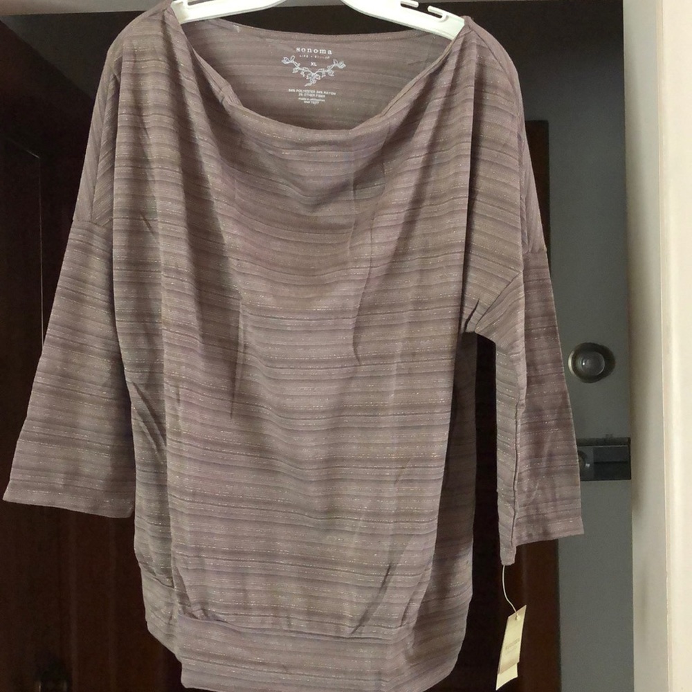 Sonoma 3/4 sleeve Gold Browns Boat Neck Top-XL-NWT